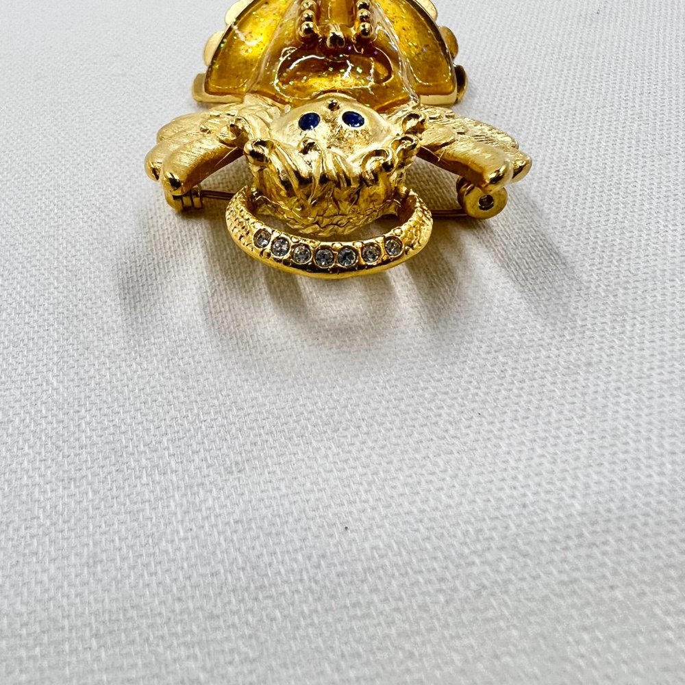 NWOT - Anne Klein - Adorable Enameled Dress Praying Angel Matte Gold Tone Brooch - Picture 5 of 8